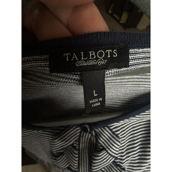 Talbots Collection Cardigan Womens Large Blue Pin Stripe Lightweight - Picture 6 of 8
